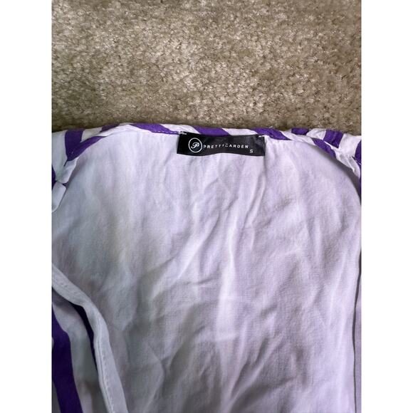 Pretty Garden Womens Dress size Small Mini Purple Striped Beach Boho E106 - Picture 7 of 12